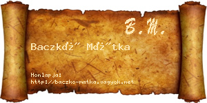 Baczkó Mátka névjegykártya